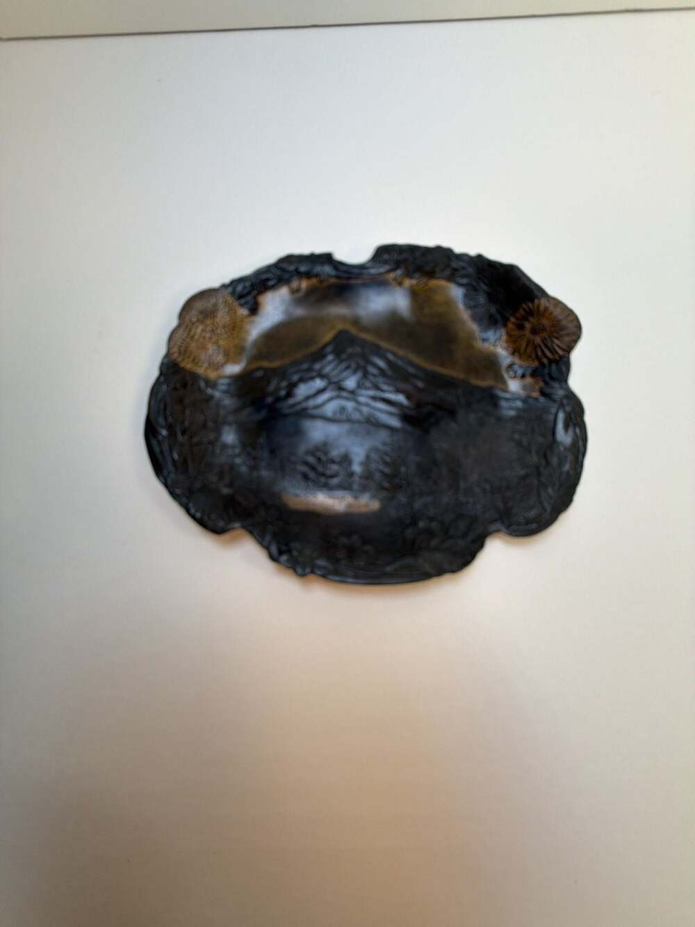 Vintage Antique Mt Hood Oregon Metal Tray Relief Mount Fuji 1900